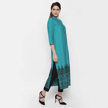 Green cotton slub kurtas and kurtis 3
