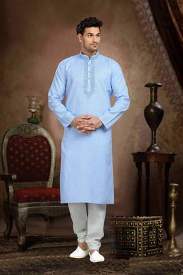 blue cotton traditional kurta pajama 1