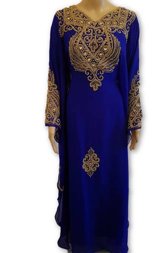 Long Floor Touch Maxi Dress With Simple Embroidery Design