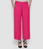 Fuchsia Pink Viscose Twill palazzo pants