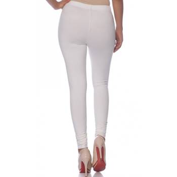 White Cotton Ethnic Wear Churidar Leggings For Women'S 2