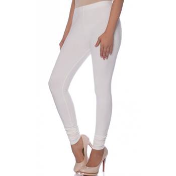 White Cotton Ethnic Wear Churidar Leggings For Women'S 3