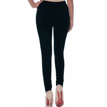 Black Cotton Ethnic Wear Churidar Leggings For Women'S 3