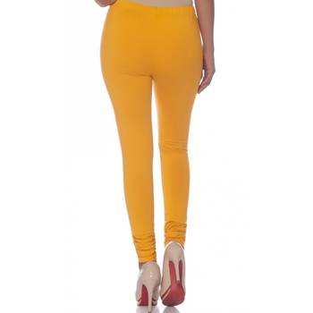 Yellow Cotton Ethnic Wear Churidar Leggings For Women'S 3