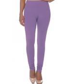 Purple Cotton Ethnic Wear Churidar Leggings For Women'S