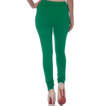 Green Cotton Ethnic Wear Churidar Leggings For Women'S 3