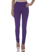 Purple Cotton Ethnic Wear Churidar Leggings For Women'S