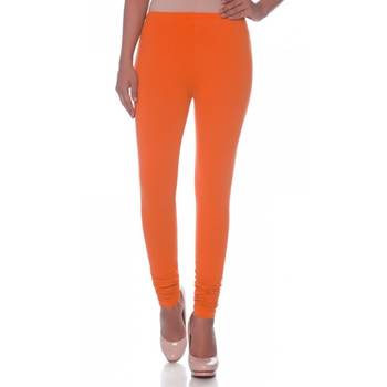 Orange Cotton Ethnic Wear Churidar Leggings For Women'S 1