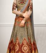 Grey Pure Banarasi Silk Embroidered Semi Stitched Lehenga Choli With Dupatta