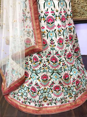 White worked taffeta silk lahenga choli with blouse 2