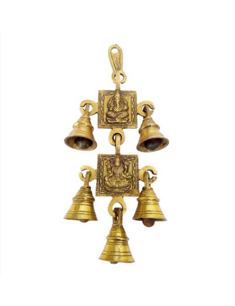 Brass hanging lakshmi ganesh bell & size is 3"x8".