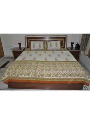 Printed Bed Sheet Double Bedspread Traditional Pillow Cover 83 By 107 Inches 1