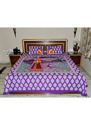 Lal Haveli Cotton Bedsheets for Double Bed & Bed Covers with 2 Pillow Cover 100 X 100 in. 2