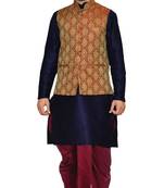 Blue Plain Art Silk Dhoti Kurta