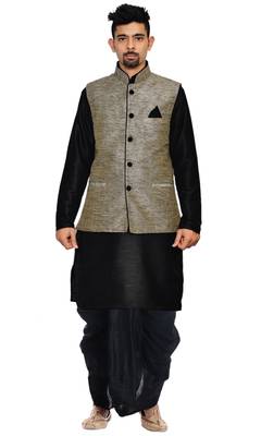 Black Woven Art Silk Dhoti Kurta 1