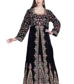 Black embroidered georgette moroccan islamic kaftans