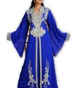 Royal blue embroidered georgette moroccan islamic kaftans