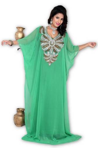 Pista embroidered georgette moroccan islamic kaftans