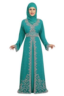 Phirozy embroidered georgette moroccan islamic kaftans 1