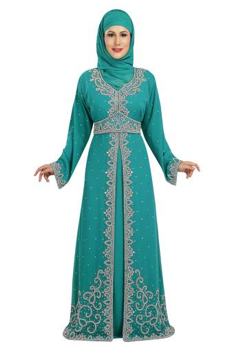 Phirozy embroidered georgette moroccan islamic kaftans