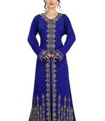 Royal blue embroidered georgette moroccan islamic kaftans