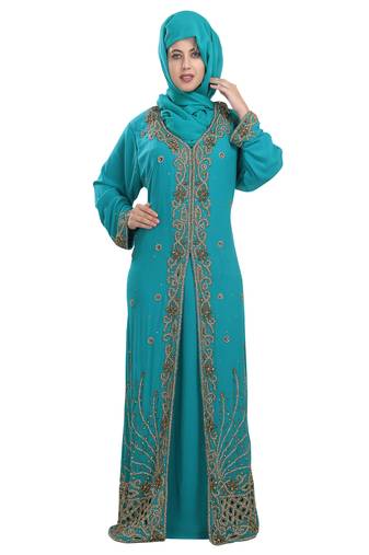 Phirozy embroidered georgette moroccan islamic kaftans