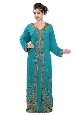 Phirozy embroidered georgette moroccan islamic kaftans 1