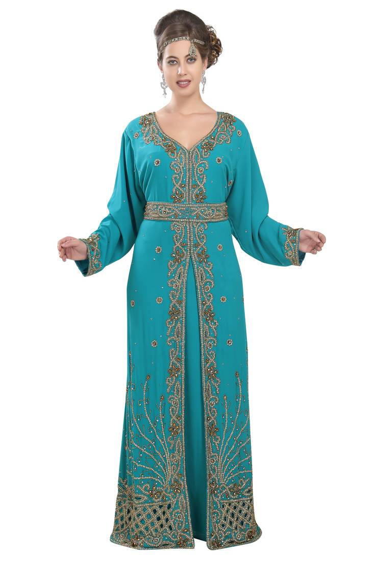 Phirozy embroidered georgette moroccan islamic kaftans