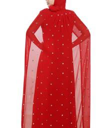 Red embroidered georgette moroccan islamic kaftans