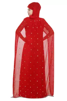 Red embroidered georgette moroccan islamic kaftans