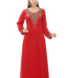Red embroidered georgette moroccan islamic kaftans
