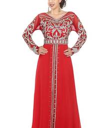 Red embroidered georgette moroccan islamic kaftans