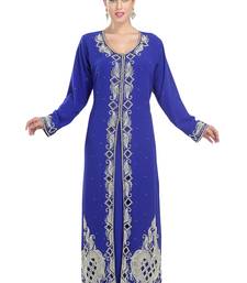 Royal blue embroidered georgette moroccan islamic kaftans