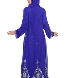 Royal blue embroidered georgette moroccan islamic kaftans