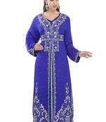 Royal blue embroidered georgette moroccan islamic kaftans
