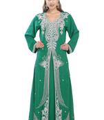 Rama green embroidered georgette moroccan islamic kaftans