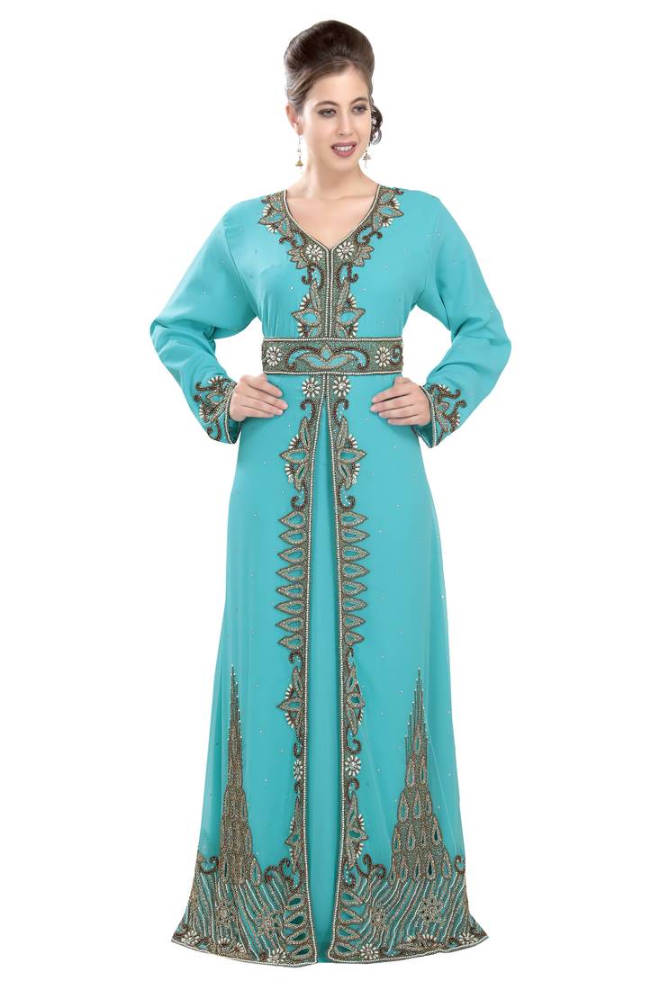 Phirozy embroidered georgette moroccan islamic kaftans