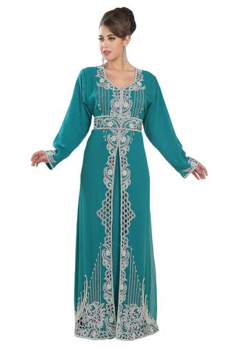 Phirozy embroidered georgette moroccan islamic kaftans