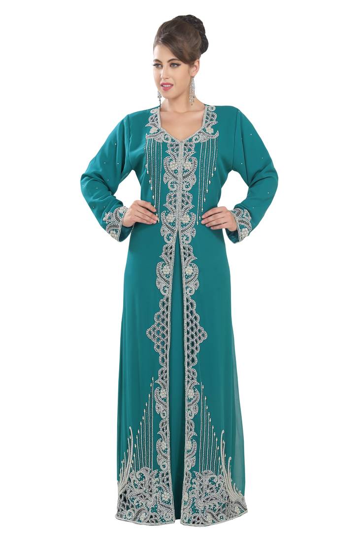 Phirozy embroidered georgette moroccan islamic kaftans