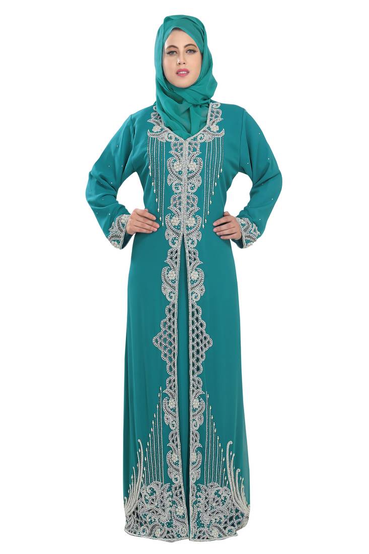 Phirozy embroidered georgette moroccan islamic kaftans