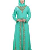 Pista embroidered georgette moroccan islamic kaftans