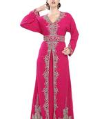 Pink embroidered georgette moroccan islamic kaftans