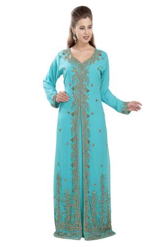 Phirozy embroidered georgette moroccan islamic kaftans