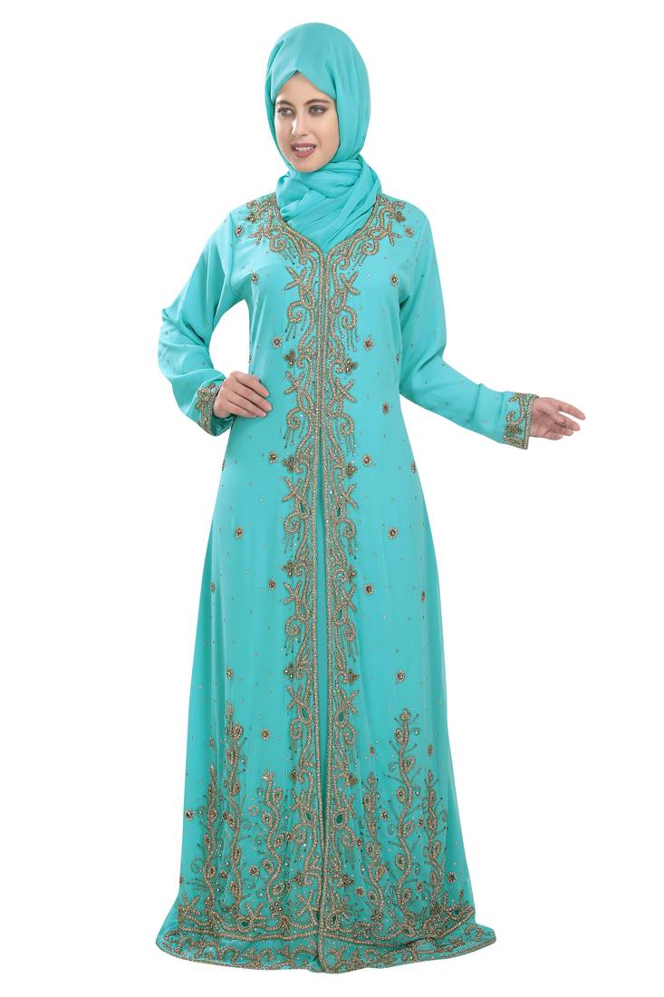 Phirozy embroidered georgette moroccan islamic kaftans