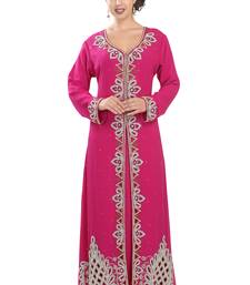 Pink embroidered georgette moroccan islamic kaftans