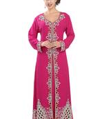 Pink embroidered georgette moroccan islamic kaftans