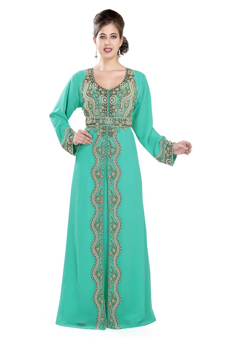 Phirozy embroidered georgette moroccan islamic kaftans