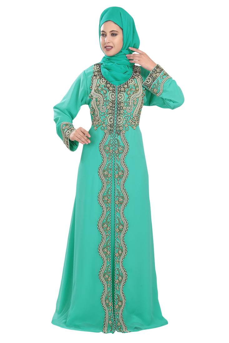 Phirozy embroidered georgette moroccan islamic kaftans