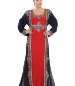 Dual color embroidered georgette moroccan islamic kaftans