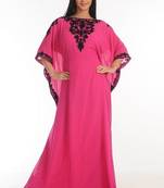 Pink embroidered georgette moroccan islamic kaftans